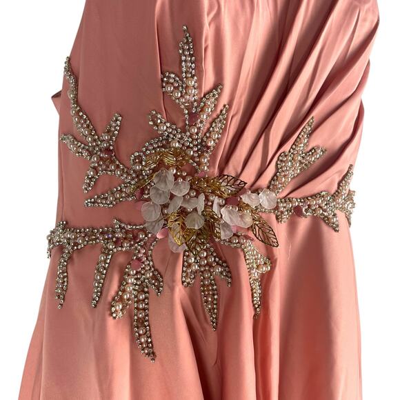 Mac Duggal Embellished One Shoulder Asymmetrical Gown Rose Size 10 - Picture 6 of 11